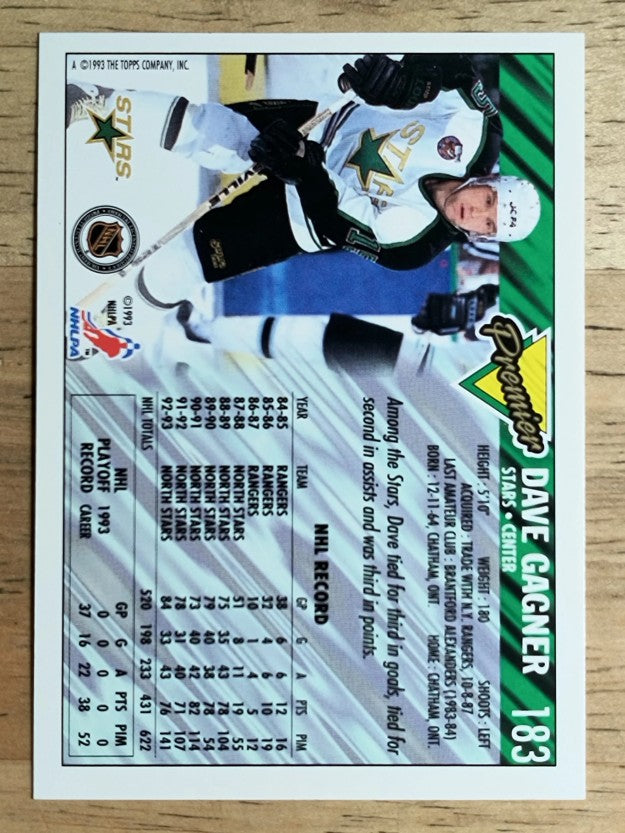 1993-94 Topps Premier #183 Dave Gagner