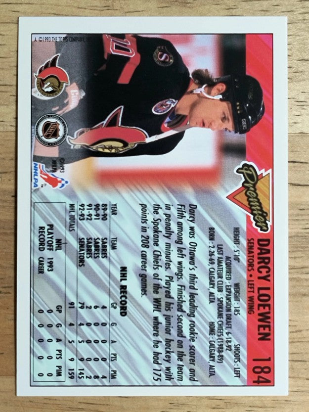 1993-94 Topps Premier #184 Darcy Loewen
