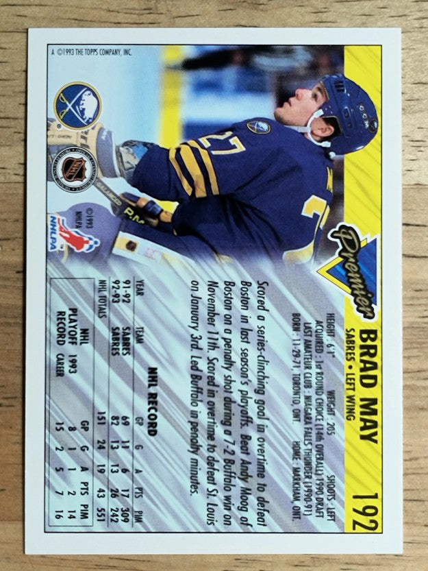 1993-94 Topps Premier #192 Brad May