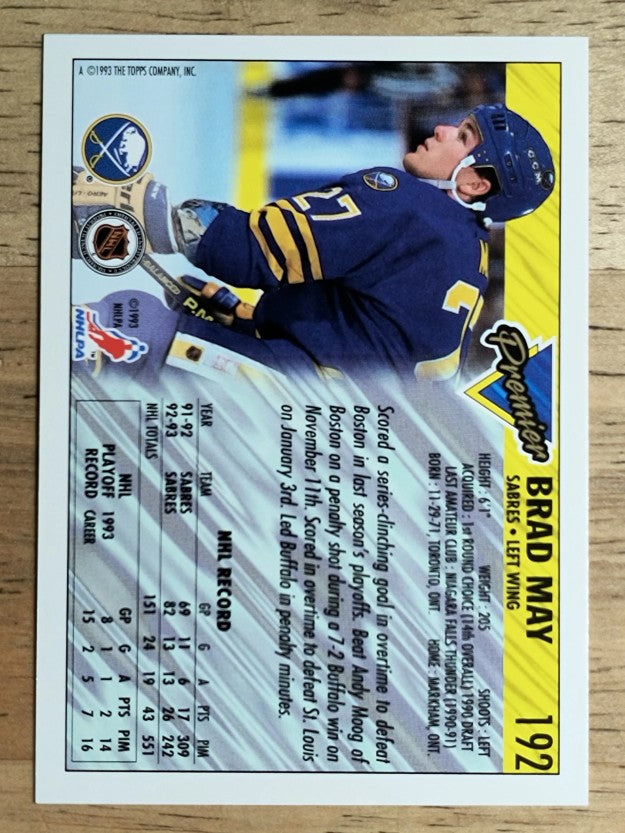 1993-94 Topps Premier #192 Brad May