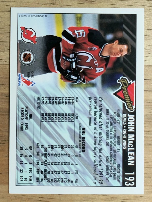 1993-94 Topps Premier #193 John MacLean