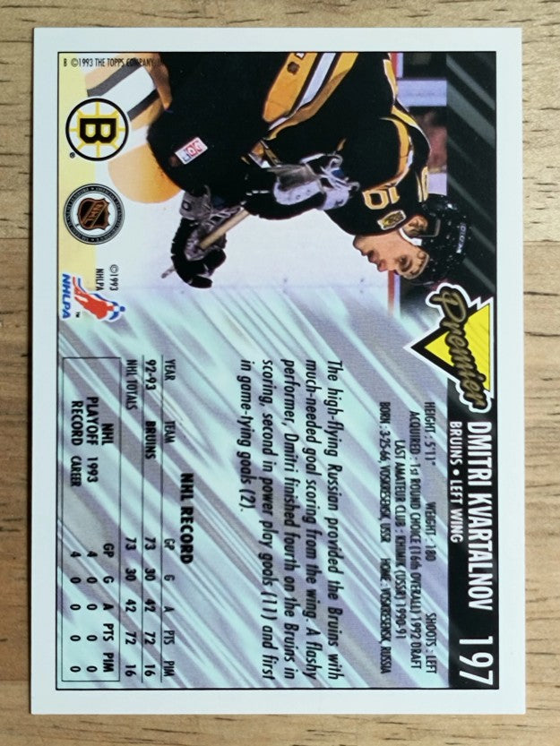 1993-94 Topps Premier #197 Dmitri Kvartalnov