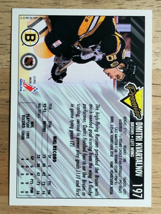 1993-94 Topps Premier #197 Dmitri Kvartalnov