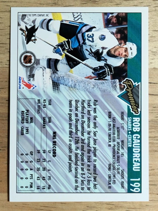 1993-94 Topps Premier #199 Rob Gaudreau RC