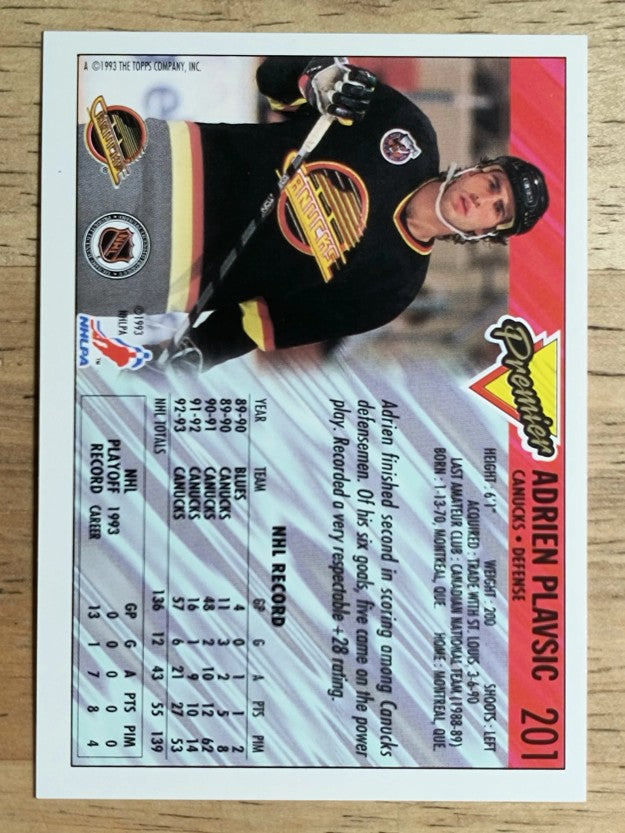 1993-94 Topps Premier #201 Adrien Plavsic