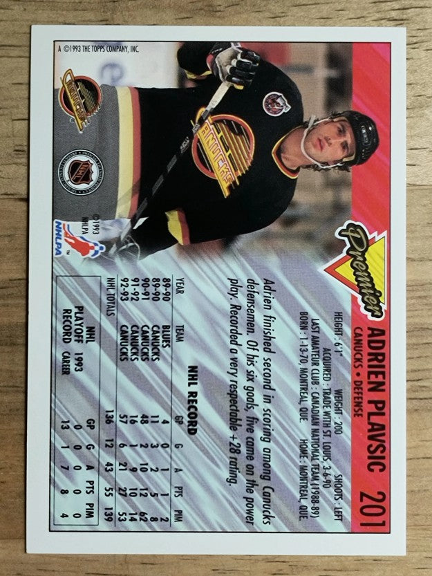 1993-94 Topps Premier #201 Adrien Plavsic
