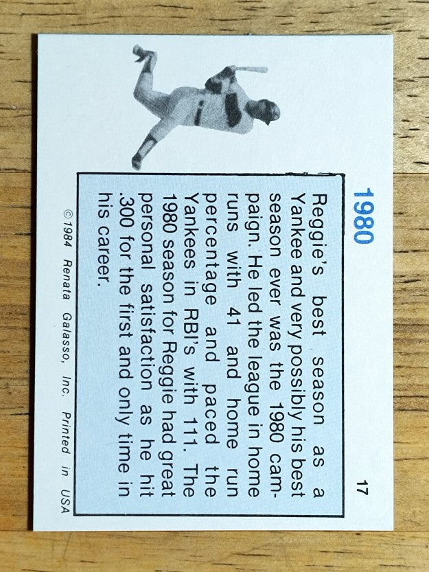 1984 Galasso Reggie Jackson Mini #17 Reggie Jackson/1980
