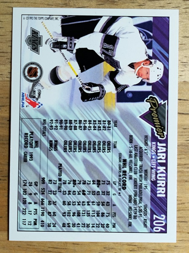 1993-94 Topps Premier #206 Jari Kurri