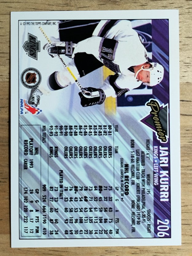 1993-94 Topps Premier #206 Jari Kurri
