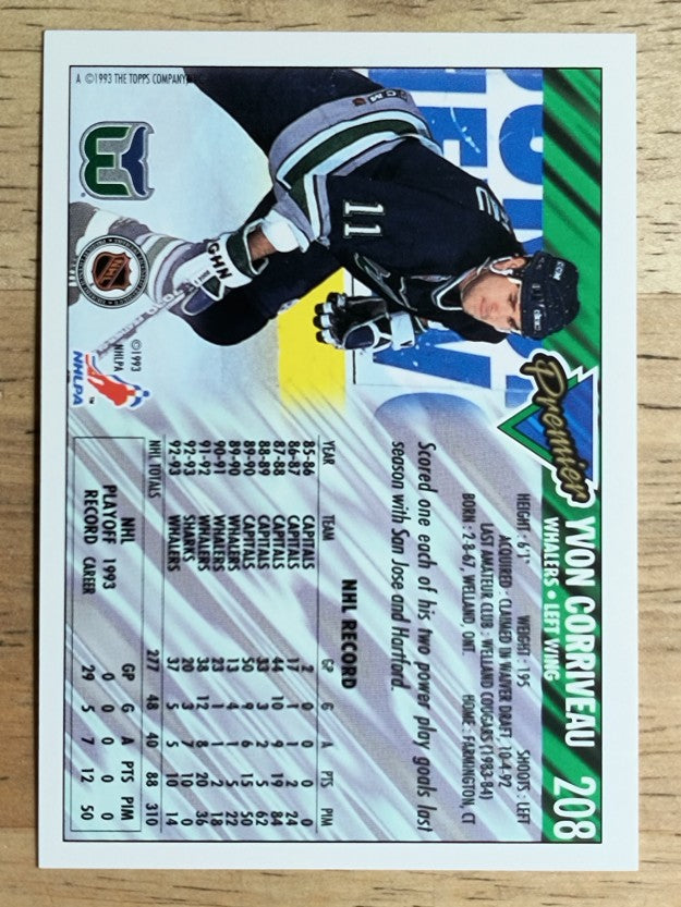 1993-94 Topps Premier #208 Yvon Corriveau