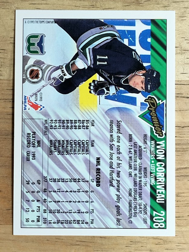 1993-94 Topps Premier #208 Yvon Corriveau
