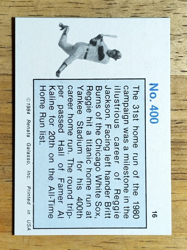 1984 Galasso Reggie Jackson Mini #16 Reggie Jackson/No 400