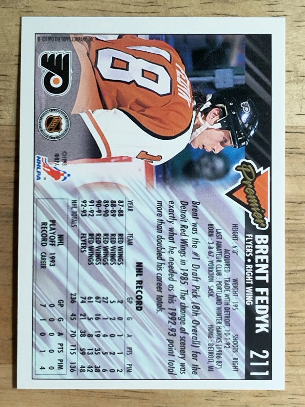 1993-94 Topps Premier #211 Brent Fedyk