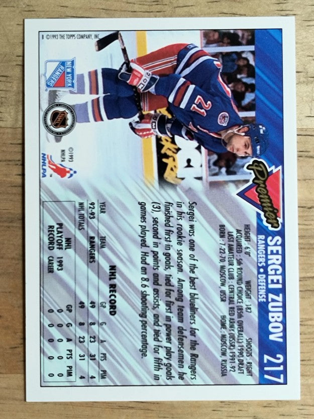 1993-94 Topps Premier #217 Sergei Zubov