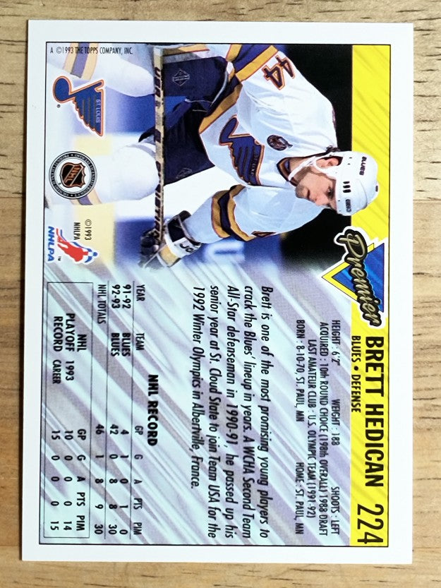 1993-94 Topps Premier #224 Bret Hedican
