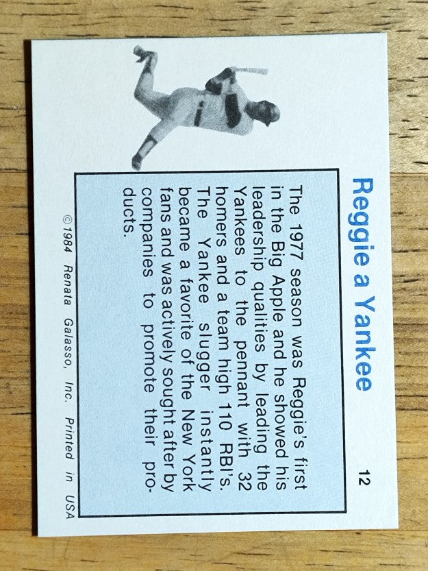 1984 Galasso Reggie Jackson Mini #12 Reggie Jackson/Reggie A Yankee