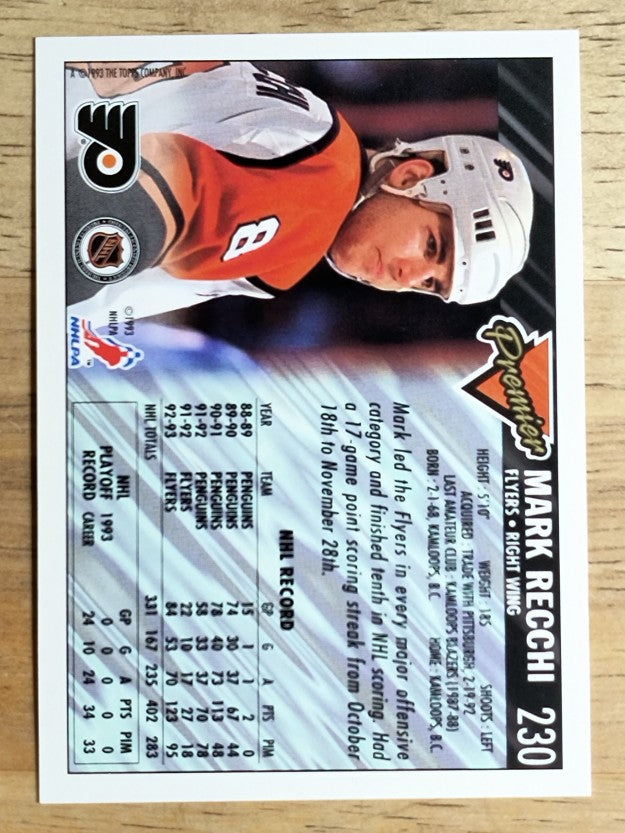 1993-94 Topps Premier #230 Mark Recchi