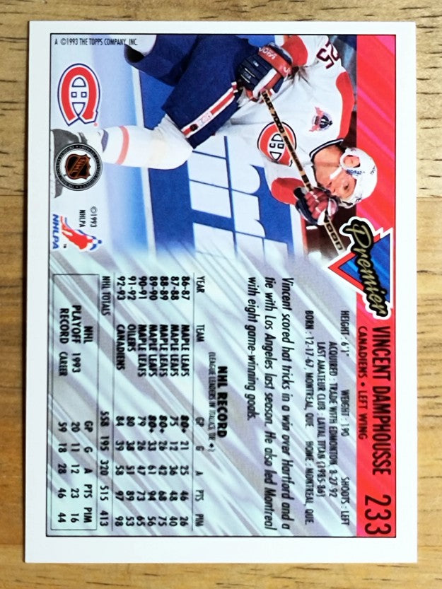 1993-94 Topps Premier #233 Vincent Damphousse