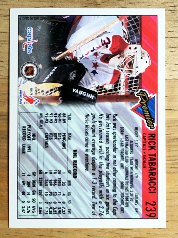 1993-94 Topps Premier #239 Rick Tabaracci