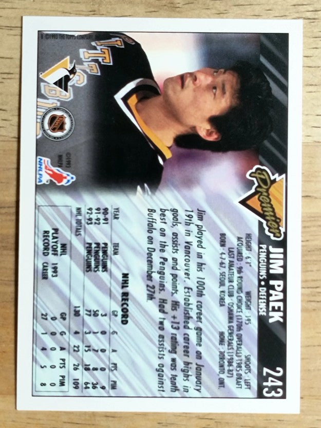 1993-94 Topps Premier #243 Jim Paek