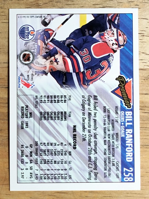 1993-94 Topps Premier #258 Bill Ranford