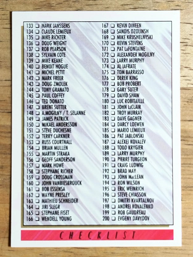 1993-94 Topps Premier #264 Checklist 133-264