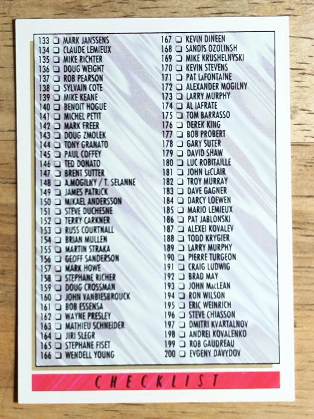 1993-94 Topps Premier #264 Checklist 133-264