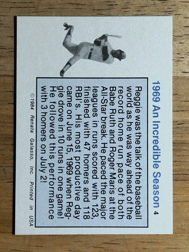 1984 Galasso Reggie Jackson Mini #4 Reggie Jackson/1969 An Incredible Season