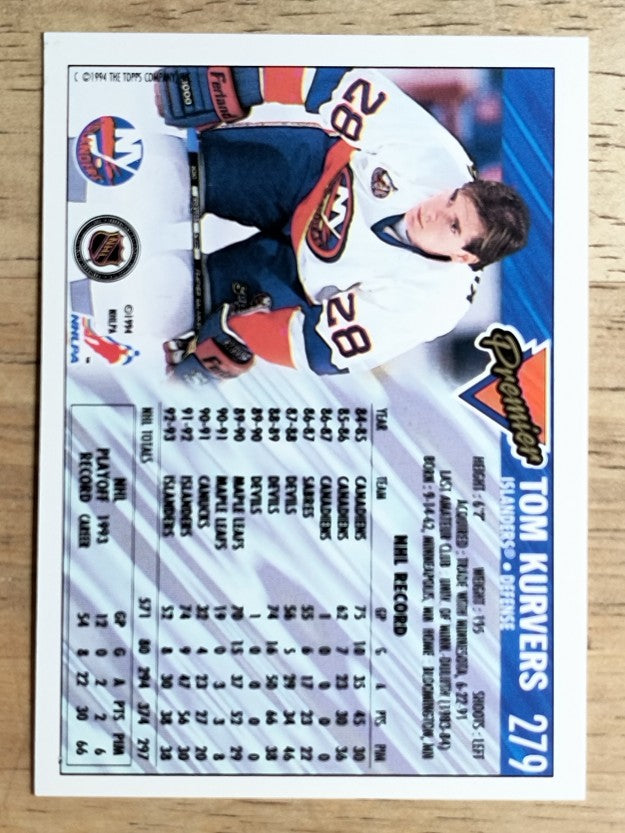 1993-94 Topps Premier #279 Tom Kurvers