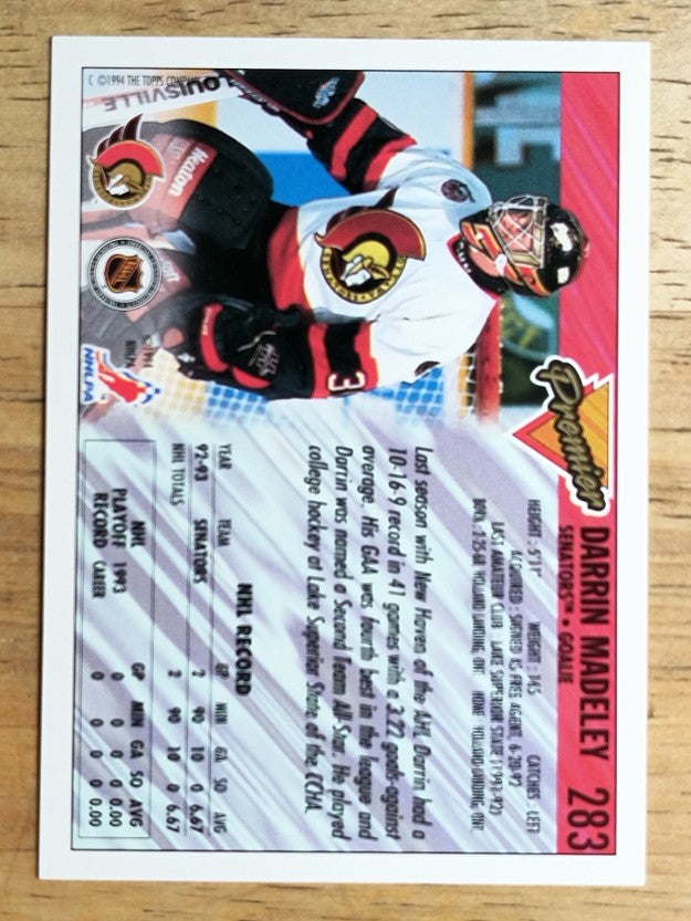 1993-94 Topps Premier #283 Darrin Madeley RC