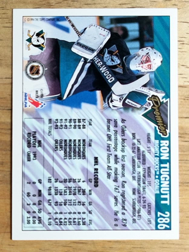 1993-94 Topps Premier #286 Ron Tugnutt