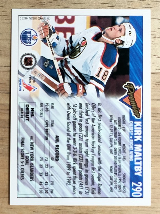 1993-94 Topps Premier #290 Kirk Maltby RC