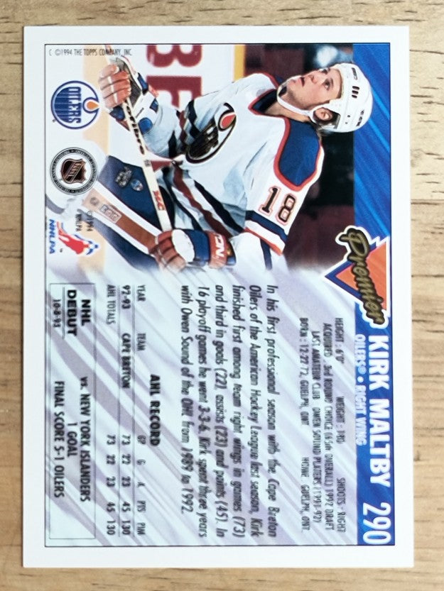 1993-94 Topps Premier #290 Kirk Maltby RC