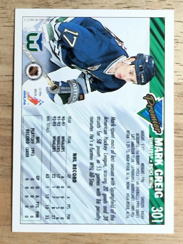 1993-94 Topps Premier #301 Mark Greig