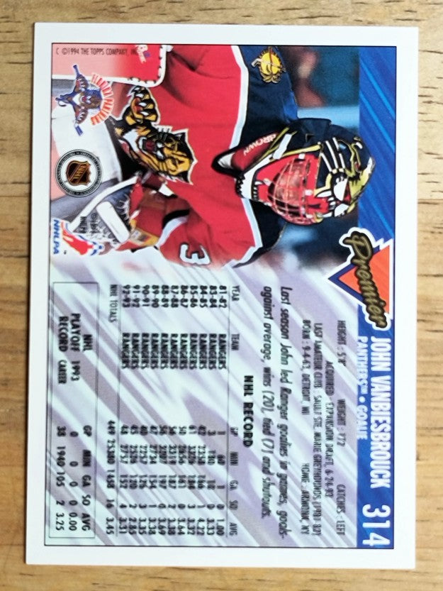 1993-94 Topps Premier #314 John Vanbiesbrouck