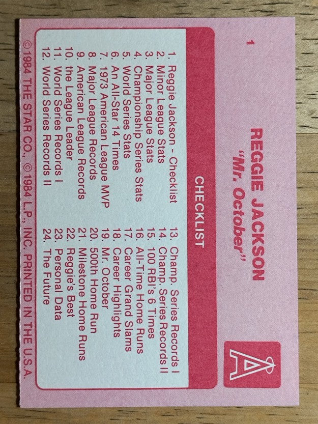 1985 Star Reggie Jackson #1 Reggie Jackson CL