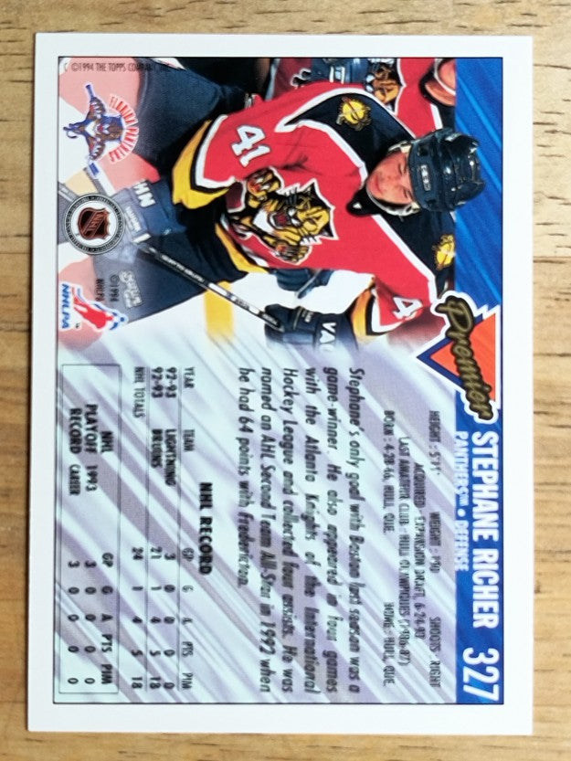 1993-94 Topps Premier #327 Stephane Richer