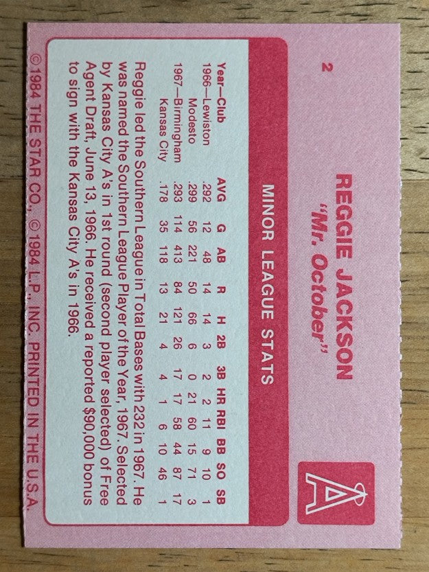 1985 Star Reggie Jackson #2 Reggie Jackson/Minor League Stats
