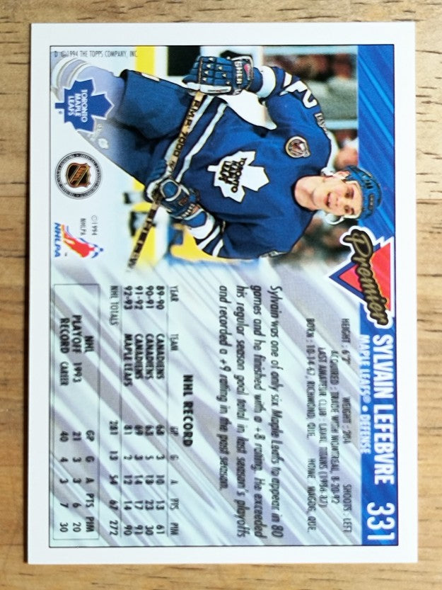 1993-94 Topps Premier #331 Sylvain Lefebvre