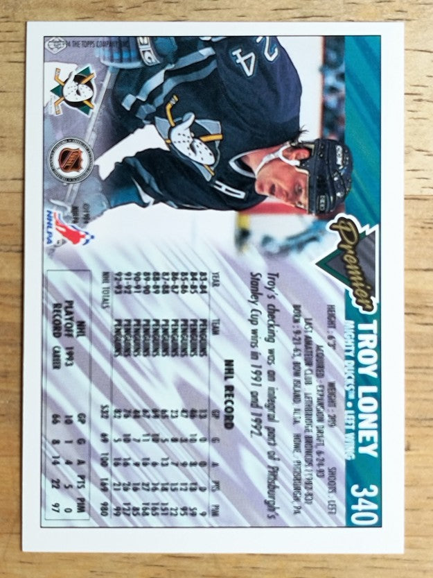 1993-94 Topps Premier #340 Troy Loney