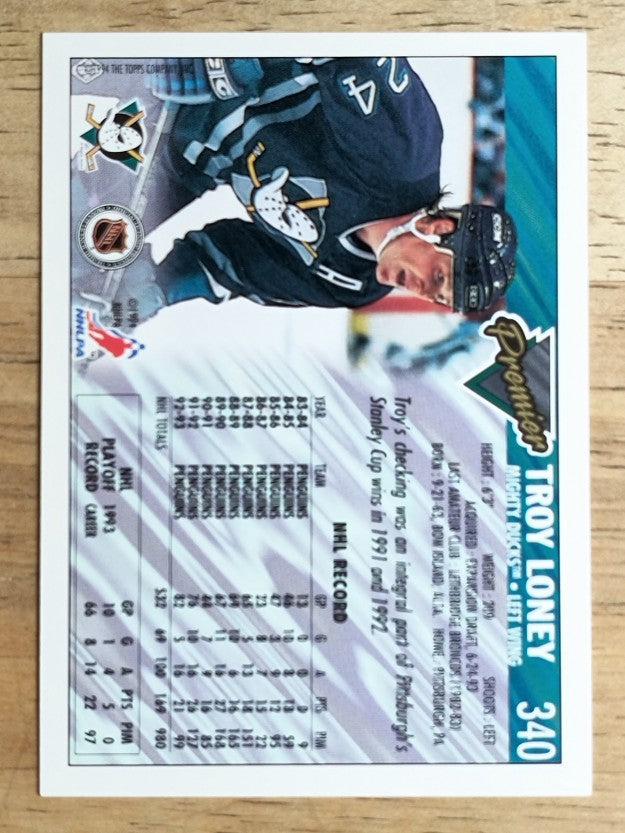1993-94 Topps Premier #340 Troy Loney