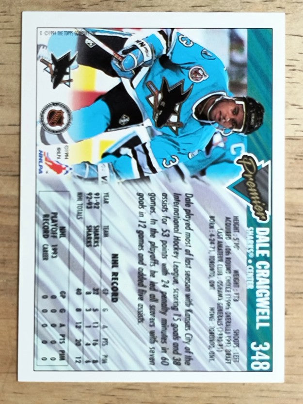 1993-94 Topps Premier #348 Dale Craigwell