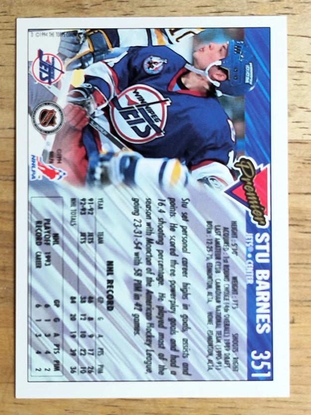 1993-94 Topps Premier #351 Stu Barnes