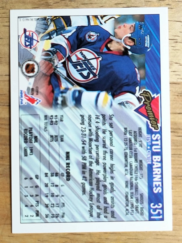 1993-94 Topps Premier #351 Stu Barnes