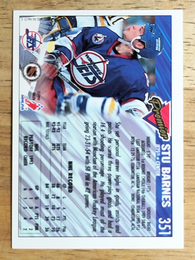 1993-94 Topps Premier #351 Stu Barnes