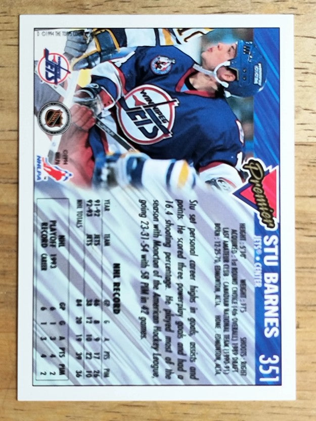 1993-94 Topps Premier #351 Stu Barnes