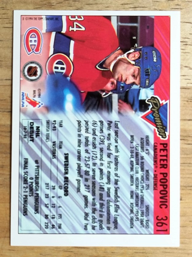 1993-94 Topps Premier #361 Peter Popovic RC