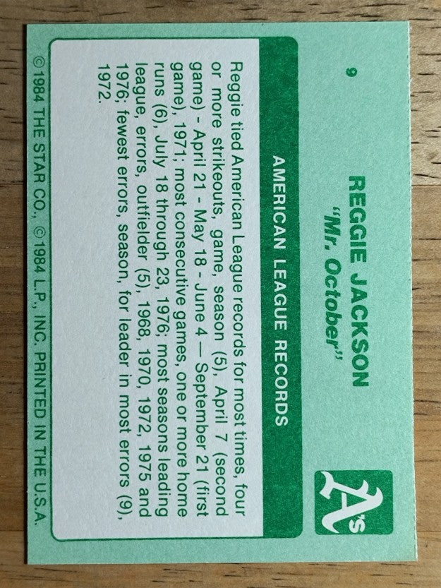 1985 Star Reggie Jackson #9 Reggie Jackson/American League Records