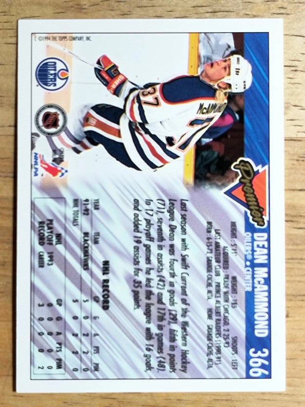 1993-94 Topps Premier #366 Dean McAmmond