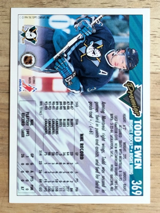1993-94 Topps Premier #369 Todd Ewen